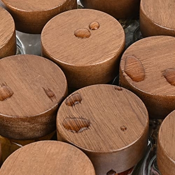 Yangbaga 24Pcs Spice Jars Set with Wood Lids and Labels