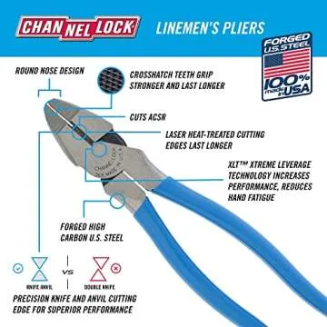Channellock GIDDS2-2464536 High Leverage Linemen's Plier - 8" with XLT Technology