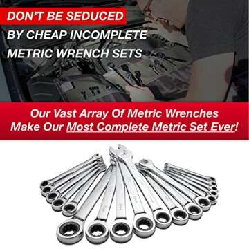 Jaeger 18pc MM/Metric TIGHTSPOT 90-Tooth Ratcheting Wrenches MASTER SET - With BEAR KEEPER Rollup Ca...