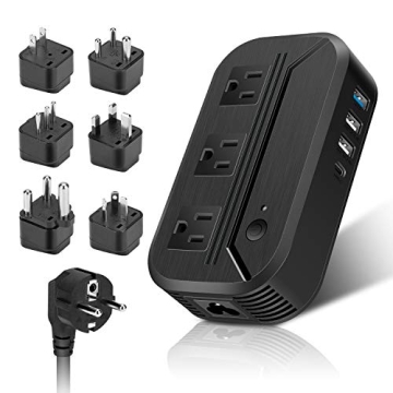 2300W Universal Voltage Converter - Travel Power Adapter with USB Ports