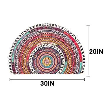 Boho Brown Half Round Bath Mats Non-Slip Quick Drying