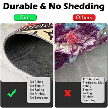 Boho Brown Half Round Bath Mats Non-Slip Quick Drying