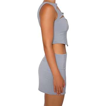 Women 2 Piece Skirt Sets Outfit Slim Crop Tube Top Sleeveless Shirt High Waist Bodycon Mini Skirt 2Pcs Skirt Set