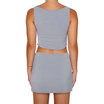 Women 2 Piece Skirt Sets Outfit Slim Crop Tube Top Sleeveless Shirt High Waist Bodycon Mini Skirt 2Pcs Skirt Set