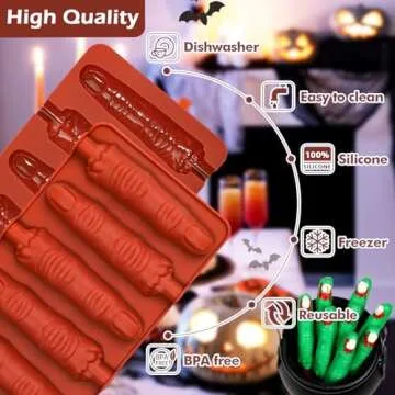 Webake Halloween Witch Finger Chocolate Mold, 6-Cavity Finger Pretzel Rod Molds for Chocolate, Pretzel, Cookie, Pack of 2