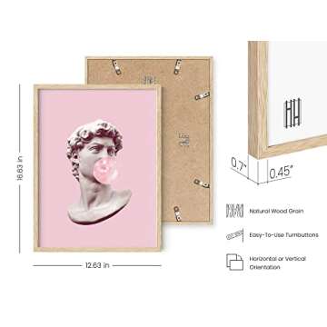 HAUS AND HUES Gum Poster David Bubble Pop Art - Pop Art Wall Decor, Pink Pictures Wall Decor, Pink Posters for Room Aesthetic, Blush Pink Room Decor for Bedroom Wall Art (Beige Frame, 12x16)