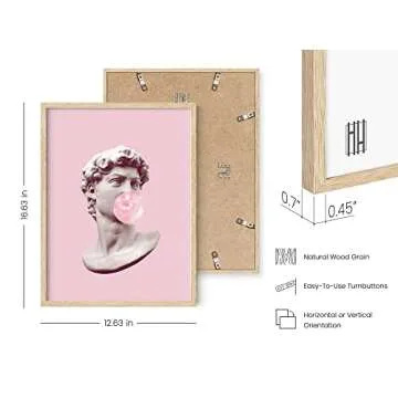 HAUS AND HUES Gum Poster David Bubble Pop Art - Pop Art Wall Decor, Pink Pictures Wall Decor, Pink Posters for Room Aesthetic, Blush Pink Room Decor for Bedroom Wall Art (Beige Frame, 12x16)