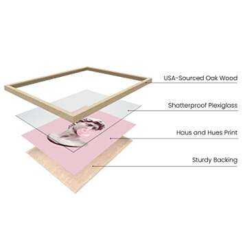 HAUS AND HUES Gum Poster David Bubble Pop Art - Pop Art Wall Decor, Pink Pictures Wall Decor, Pink Posters for Room Aesthetic, Blush Pink Room Decor for Bedroom Wall Art (Beige Frame, 12x16)