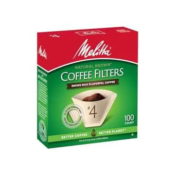 Melitta #4 Cone Coffee Filters, Unbleached Natural Brown, 100 Count (Pack of 6) 600 Total Filters Count - Packaging May Vary