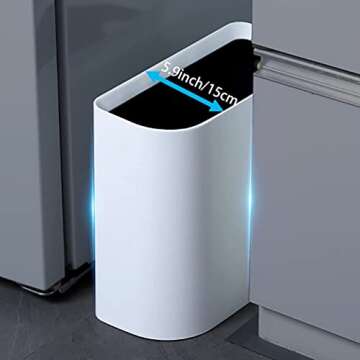 Aupekro Trash Can for Bathroom 2.3 Gal Wastebasket Office Garbage Can Slim Rectangular Waste Bin for Kitchen Bedroom (White), LJT71