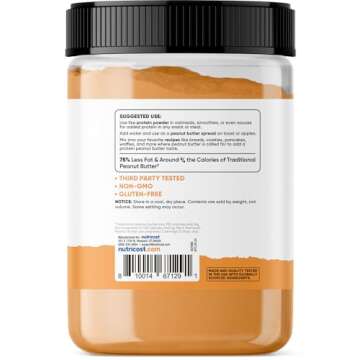 Nutricost Peanut Butter Powder - No Sugar Added (12.6 oz) Non-GMO, No Sugar Alcohol, All-Natural Powdered Peanut Spread from Roasted Pressed Peanuts