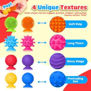 Sensory Fidget Toys Kids Adults ：Textured Suction Cup Toys for Kids with Autism- Squishy Sensory Toys for Classroom Bath- 8 Pack Calm Down Corner Supplies for Boys Teens- Road Trip Activities for Kids