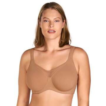 HSIA Minimizer Bras for Women Plus Size, Full Coverage T Shirt Unlined Bra with Underwire & Wide Str...