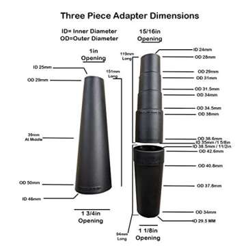 Universal Vacuum Hose Attachments Kit Reducer 5 Adapters 1 1/16 to 1 3/4 inches Plus 2 1/2 to 1 1/4 Shop Vac Hose Adapter Connector with Sleeve adapter