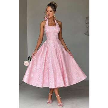 Stylish EBAKUS Blush Satin Prom Dress with Bow