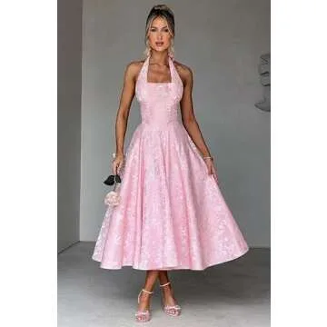Stylish EBAKUS Blush Satin Prom Dress with Bow