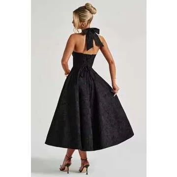 Stylish EBAKUS Blush Satin Prom Dress with Bow