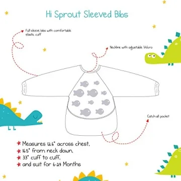 Hi Sprout Waterproof Sleeved Bib for Infants & Toddlers 6-24 Months