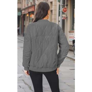 Stylish Angashion Quilted Lightweight Bomber Jacket