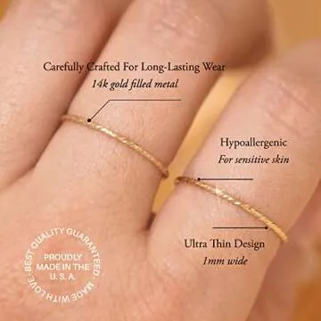 BENIQUE Dainty Stacking Pinky Ring - 14K Gold Filled