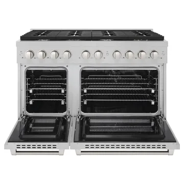 ZLINE 48 in. Dual Fuel Range with Brass Burners and Double Ovens