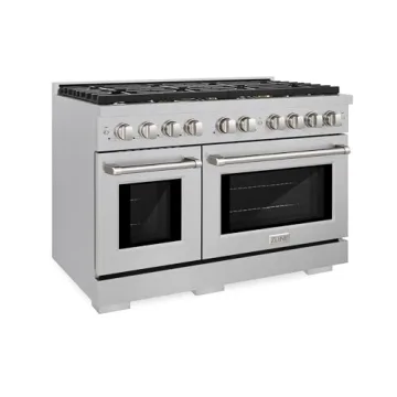 ZLINE 48 in. Dual Fuel Range with Brass Burners and Double Ovens