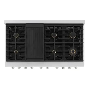 ZLINE 48 in. Dual Fuel Range with Brass Burners and Double Ovens