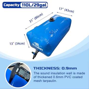 LTCANOPY 110L/30gal Water Storage Bladder Containers, Large Capacity Foldable Portable Water Tank,Dr...