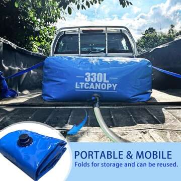 LTCANOPY 110L/30gal Water Storage Bladder Containers, Large Capacity Foldable Portable Water Tank,Drought Resistance Fire Protection Agricultural Irrigation Outdoor Emergency Water.
