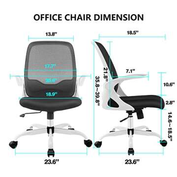 KERDOM Office Chair, Ergonomic Desk Chair, Breathable Mesh Computer Chair, Comfy Swivel Task Chair w...