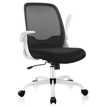 KERDOM Office Chair, Ergonomic Desk Chair, Breathable Mesh Computer Chair, Comfy Swivel Task Chair with Flip-up Armrests and Adjustable Height