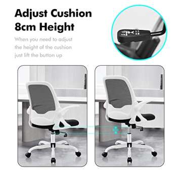KERDOM Office Chair, Ergonomic Desk Chair, Breathable Mesh Computer Chair, Comfy Swivel Task Chair with Flip-up Armrests and Adjustable Height