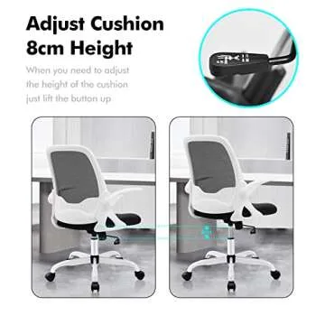 KERDOM Office Chair, Ergonomic Desk Chair, Breathable Mesh Computer Chair, Comfy Swivel Task Chair with Flip-up Armrests and Adjustable Height