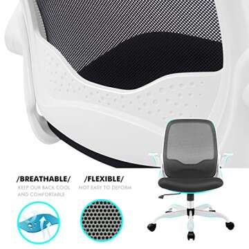 KERDOM Office Chair, Ergonomic Desk Chair, Breathable Mesh Computer Chair, Comfy Swivel Task Chair with Flip-up Armrests and Adjustable Height