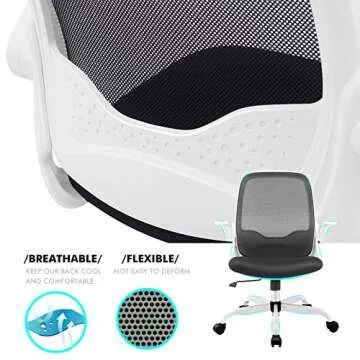 KERDOM Office Chair, Ergonomic Desk Chair, Breathable Mesh Computer Chair, Comfy Swivel Task Chair with Flip-up Armrests and Adjustable Height