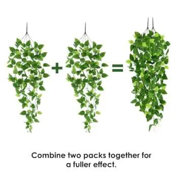 Whonline Fake Plants Hanging Set 4pcs Artificial Vines
