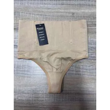 Werena Shapewear Thong for Women Tummy Control Underwear Body Shaper Panties Girdle(Beige,Small)