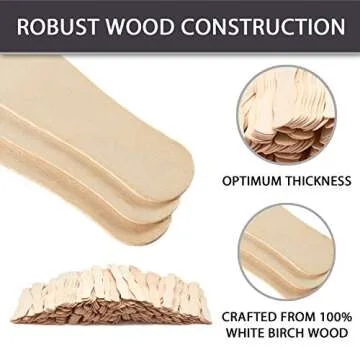 200 Jumbo Wooden Craft Sticks - Perfect for Creative Projects