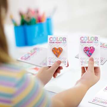 CORTUNARIO Valentines Day Gifts for Kids - 24 Pack Valentines Cards with Heart-Shape Crayon - Valentine Gift Exchange for Boys Girls Class Classroom School Prizes Party Favor Supplies