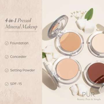 PUR Beauty 4-in-1 Pressed Mineral Makeup Powder Foundation with SPF 15 - Concealer & Finishing Compa...