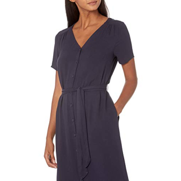 Amazon Essentials Midi Button Front Tie Dress for Women