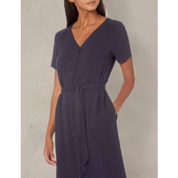 Amazon Essentials Midi Button Front Tie Dress for Women