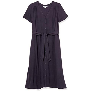 Amazon Essentials Midi Button Front Tie Dress for Women