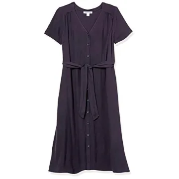 Amazon Essentials Midi Button Front Tie Dress for Women