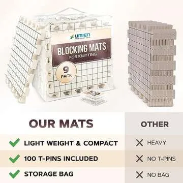 UMIEN™ Extra Thick Knitting Blocking Mats - 9-Pack with T-Pins