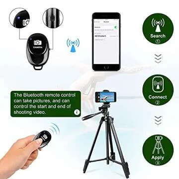 Phone & Tablet Tripod Stand, 57 inch Extendable Aluminum Travel Tripod with Smartphone/Tablet Holder, Remote Shutter, Sport Camera Adapter, Compatible with Cell Phone & Tablet & Camera