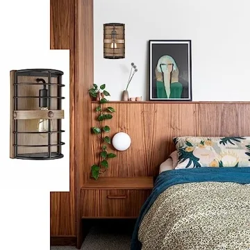 HYDELITE Farmhouse Wall Sconce with Wood Grain Finish