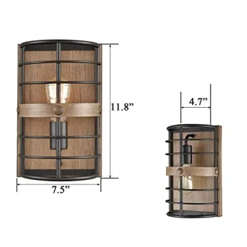 HYDELITE Farmhouse Wall Sconce with Wood Grain Finish