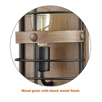 HYDELITE Farmhouse Wall Sconce with Wood Grain Finish