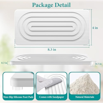 MAGKOTA 2 PCS Water Absorbing Stone Tray for Sink, Quick Drying Diatomite Bathroom Tray Countertop, ...